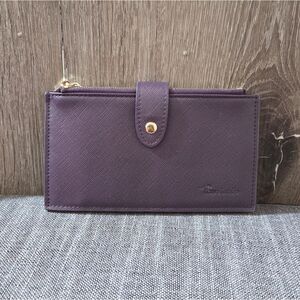 Travelambo Womens Purple Wallet RFID Blocking Bifold Multi Card Case Zipper